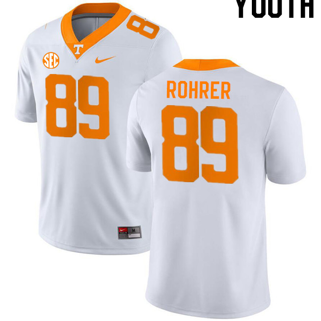 Youth #89 Titus Rohrer Tennessee Volunteers College Football Jerseys Stitched-White